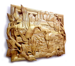 Baby Ducks Out of their Nest Wood Carving