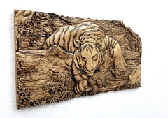 Tiger National Animal 18x10 Unique Wood Carving