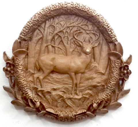 Deer Plaque 16x16 Unique Wood Carving