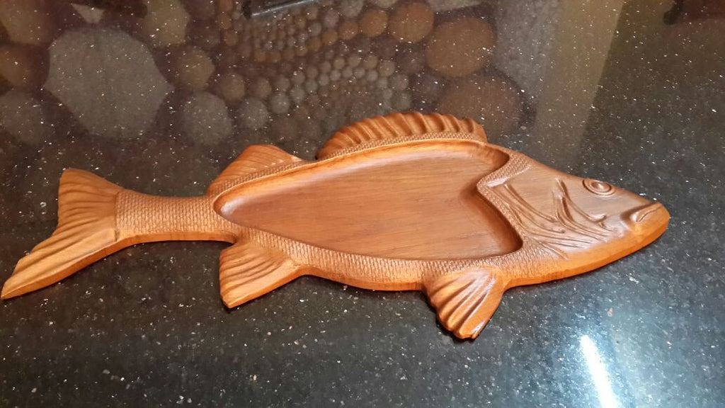 Corporate Gift Fish Serving Tray Wood Carved – Tenott Designs